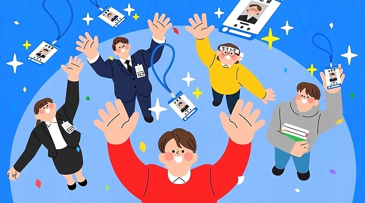 옷 감정 다수 컨셉 비즈니스 관계 모션 고등학생 사람 구직 파일형식 벡터 정장 취업준비생 수험생 사원증 이름표 모임 여러명 기쁨 소통 이벤트 즐거움 다양 친구 칭찬 AI파일 일러스트 국내일러스트 올려보기 남자 여자 손들기