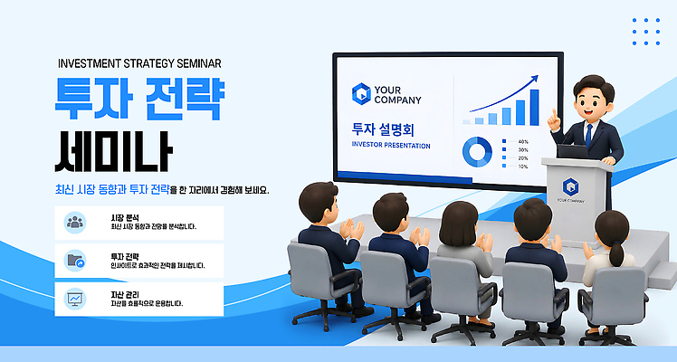 템플릿 교육 남자 회사 비즈니스 회의 금융 정보 발표 전문직 투자 전략 의견 세미나 투자설명회 이미지템플릿 AI파일 직업 사람 경제 설명회 파일형식 벡터