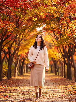 JPG 나무 편집이미지 공원 여자 길 단풍 생각 자연 미소 풍경 빨간색 걷기 가을 의료성형뷰티 편집실사 식물 계절 공공시설 컬러 잎 모션 표정 사람 CG 생태계 파일형식 시설