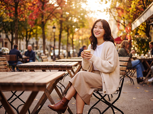 JPG 나무 편집이미지 여자 커피 자연 휴식 거리 대화 앉기 햇빛 카페 가을 도시 즐거움 의료성형뷰티 편집실사 식물 계절 감정 음료 컨셉 모션 말하기 사람 빛 상점 CG 생태계 파일형식