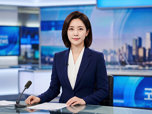 JPG 편집이미지 여자 스튜디오 스크린 정보 뉴스 아나운서 방송 프로그램 의료성형뷰티 뉴스룸 편집실사 AI인물포토 AI콘텐츠 직업 사람 CG 파일형식 AI포토