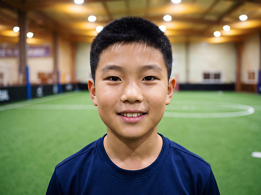 JPG 편집이미지 어린이 스포츠 조명 실내 웃음 소년 운동 축구 축구장 의료성형뷰티 편집실사 남자 스포츠시설 표정 건강 사람 내부 구기 CG 파일형식 시설