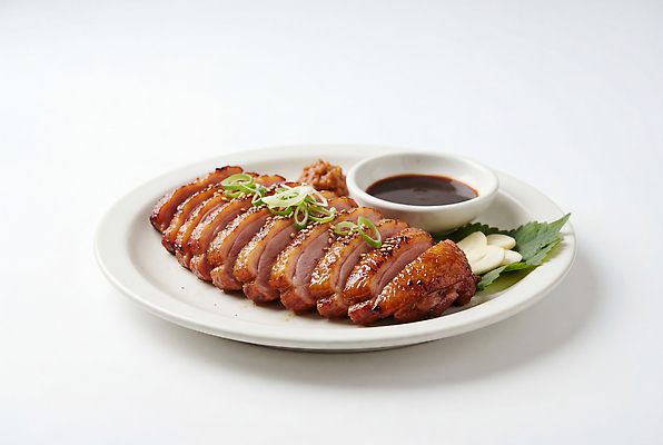 JPG 편집이미지 접시 한식 음식 채소 육류 요리 소스 맛 오리고기 오리구이 훈제오리 편집실사 AI포토 AI콘텐츠 식기 컨셉 식재료 오리 양념 구이 CG 훈제 파일형식 조류 동물