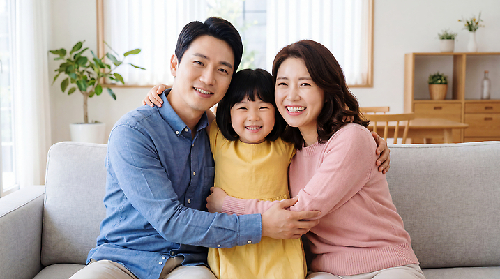 JPG 편집이미지 여자 남자 딸 행복 어린이 가족 포옹 엄마 사랑 웃음 부모 소파 아빠 의료성형뷰티 편집실사 AI인물포토 AI콘텐츠 감정 의자 관계 안기 표정 사람 CG 파일형식 AI포토 가구 모션 생활용품 오브젝트