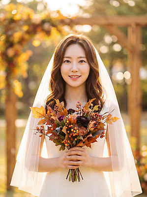 JPG 나무 편집이미지 여자 신부 꽃다발 웨딩드레스 포즈 결혼 단풍 잎 결혼식 미소 잔디 햇빛 가을 의료성형뷰티 스몰웨딩 편집실사 식물 드레스 계절 꽃 표정 사람 이벤트 빛 CG 파일형식 옷