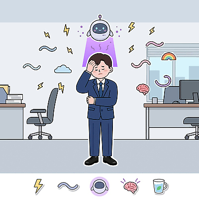 손 남자 생각 일러스트 상상 스트레스 전자제품 빛 사무실 머리 환경 작업 스마트 로봇 고민 두통 사무용가구 반응 의사소통 국내일러스트 AI파일 감정 가구 컨셉 비즈니스 사람 신체부위 질병 파일형식 벡터 생활용품 의학 오브젝트