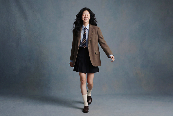 JPG 편집이미지 헤어스타일 여학생 여자 교복 학교 고등학생 스튜디오 양말 웃음 치마 걷기 의료성형뷰티 스타일 편집실사 학생 옷 교육 모션 청소년 하의 표정 사람 CG 파일형식