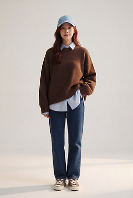 JPG 모델 편집이미지 여자 패션 셔츠 캐주얼 청바지 스웨터 조화 캡모자 의료성형뷰티 스타일 편집실사 AI인물포토 AI콘텐츠 모자 옷 상의 바지 사람 CG 파일형식 AI포토 잡화 하의