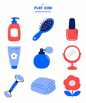 디자인 일러스트 생활 세트 수건 뷰티 화장품 거울 도구 향수 오브젝트 샴푸 핸드크림 스타일 국내일러스트 AI파일 위생용품 화장용품 파일형식 벡터 생활용품 미용용품