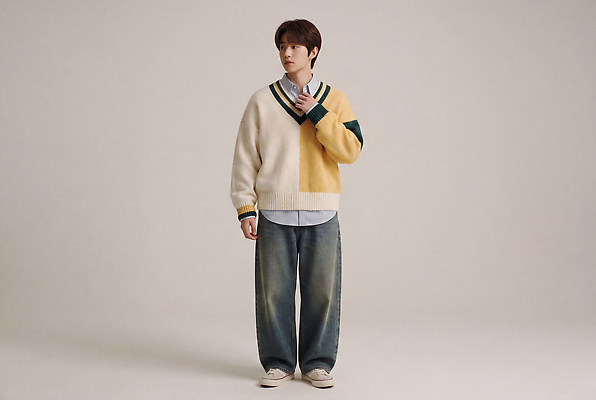 JPG 모델 편집이미지 옷 패션 남자 촬영 청바지 편안함 스웨터 모던 의료성형뷰티 스타일 편집실사 상의 바지 사람 감각 CG 파일형식 하의