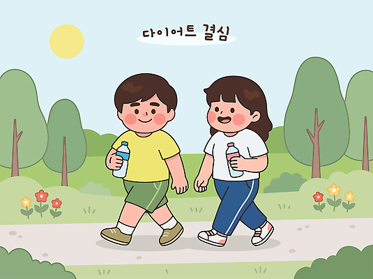 식물 계절 공공시설 감정 컬러 모션 휴식 건강 생활 빛 물통 파일형식 벡터 걷기 운동 다이어트 공원 물병 초록색 나무 거리 꽃 햇빛 풍경 여름 라이프스타일 산책 즐거움 일러스트 국내일러스트 AI파일