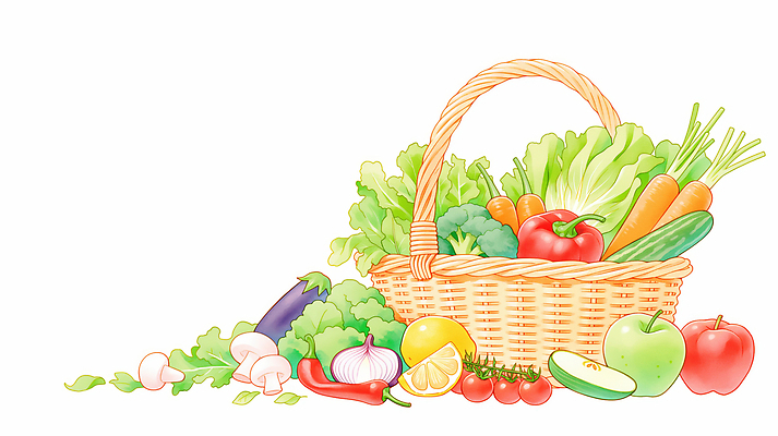 JPG 토마토 채소 과일 일러스트 재료 오이 건강 요리 농작물 바구니 환경 식사 당근 신선 상추 레몬 그림 정물화 국내일러스트 AI일러스트 AI콘텐츠 농업 뿌리채소 파일형식 산업