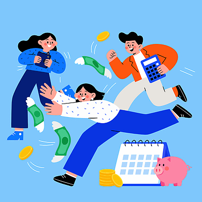 돈 일러스트 웃음 여러명 세명 경제 친구 스마트폰 달리기 동전 경쟁 돼지저금통 계산기 달력 잡기 도시 돈다발 국내일러스트 AI파일 다수 컨셉 관계 모션 문구용품 표정 사람 핸드폰 스마트기기 장비 저금통 재산 파일형식 벡터 금융 전자제품 저축 오브젝트