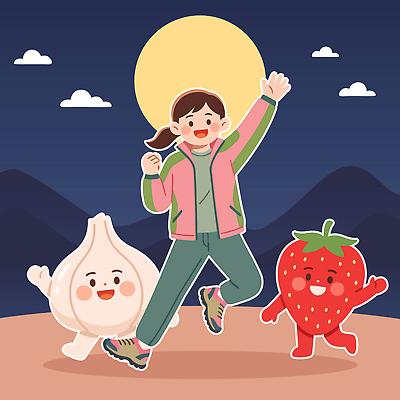 캐릭터 여자 일러스트 자연 하늘 딸기 동화 산 표정 마늘 풍경 일상 운동 걷기 달 저녁 즐거움 국내일러스트 AI파일 자연요소 감정 채소 과일 모션 건강 사람 라이프 밤 야간 생태계 파일형식 벡터 생활