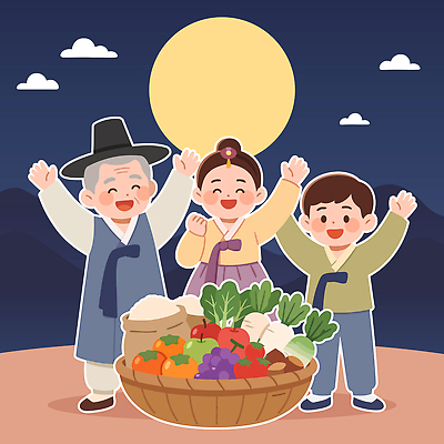 전통 기념일 행복 문화 채소 과일 일러스트 가족 자연 산 한국 웃음 풍경 이벤트 농작물 축제 기쁨 모임 저녁 둥근달 국내일러스트 AI파일 감정 아시아 농업 관계 표정 밤 야간 생태계 파일형식 벡터 자연요소 나라 산업
