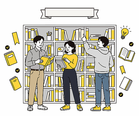 학생 일러스트 선반 아이디어 대화 사람 책 독서 모임 그룹 선택 도서관 탐색 공유 관심 목록 독서모임 국내일러스트 AI파일 교육 가구 컨셉 말하기 파일형식 벡터 생활용품 모션 오브젝트