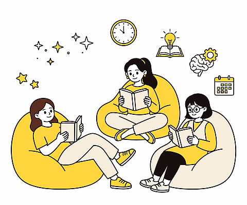 별 일러스트 아이디어 사람 취미 책 친구 독서 모임 편안함 집중 즐거움 안락의자 독서모임 국내일러스트 AI파일 자연요소 감정 컨셉 의자 관계 감각 파일형식 벡터 가구 생활용품 오브젝트