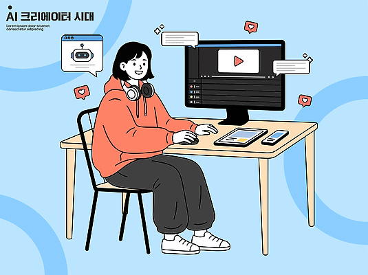 학생 디자인 일러스트 기술 스마트폰 컴퓨터 디지털 모니터 헤드폰 도구 작업 플랫폼 영상 온라인 창작 채팅 콘텐츠 AI_인공지능 국내일러스트 AI파일 음향기기 교통시설 전자제품 핸드폰 스마트기기 파일형식 벡터 교통 시설