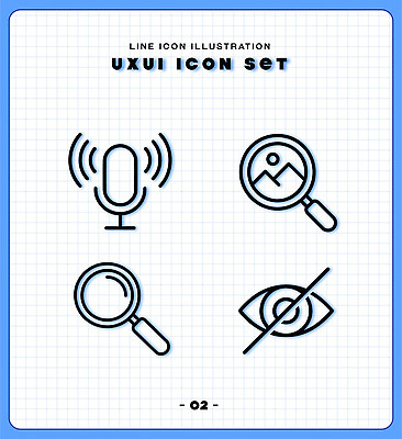 아이콘 디자인 세트 디지털 도구 작업 마이크 그림 확대경 UI 스타일 2D아이콘 AI파일 음향기기 파일형식 벡터 전자제품
