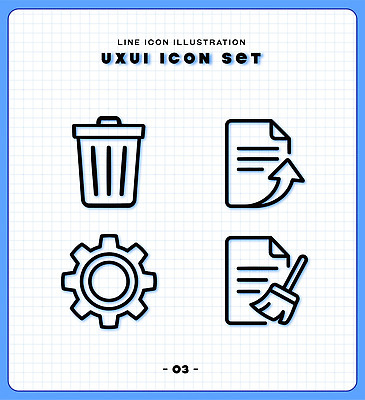 아이콘 디자인 선 디지털 자료 쓰레기통 도구 청소 톱니바퀴 문서 설정 UI 2D아이콘 AI파일 파일형식 벡터