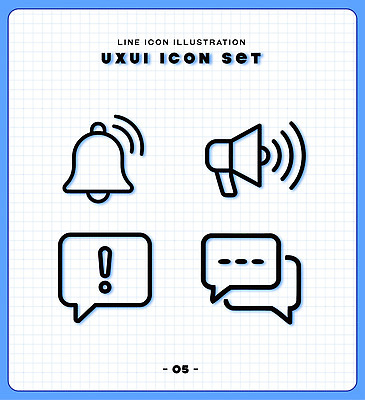 모양 아이콘 디자인 선 말풍선 경고 세트 스피커 소리 메시지 알림 UI 단순 2D아이콘 AI파일 음향기기 파일형식 벡터 전자제품