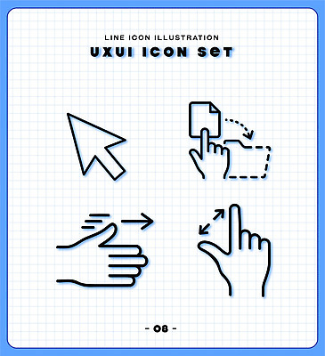 아이콘 디자인 선 손가락 세트 마우스 클릭 UI 드래그 사용자 2D아이콘 AI파일 손 컴퓨터용품 파일형식 벡터 신체부위 오브젝트 사람
