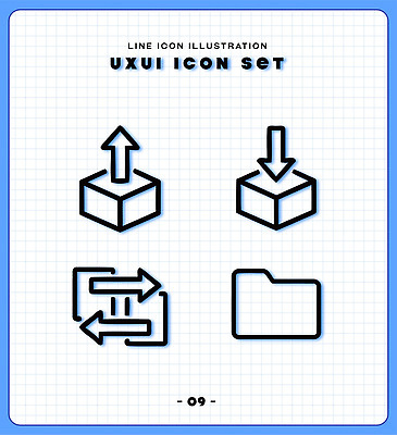 아이콘 디자인 선 표시 세트 폴더 심플 다운로드 UI 업로드 프로그램 2D아이콘 AI파일 파일 파일형식 벡터