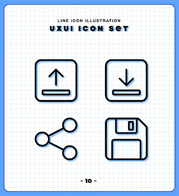 아이콘 디자인 세트 디지털 저장 심플 다운로드 공유 UI 업로드 프로그램 2D아이콘 AI파일 파일형식 벡터