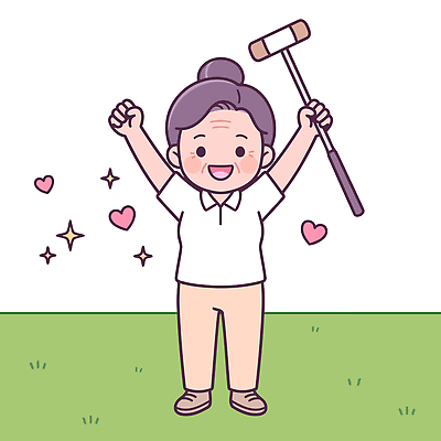 여자 행복 일러스트 웃음 풍경 반짝임 손들기 정원 기쁨 하트 즐거움 게이트볼 국내일러스트 AI파일 모양 감정 모션 표정 사람 구기 파일형식 벡터 스포츠