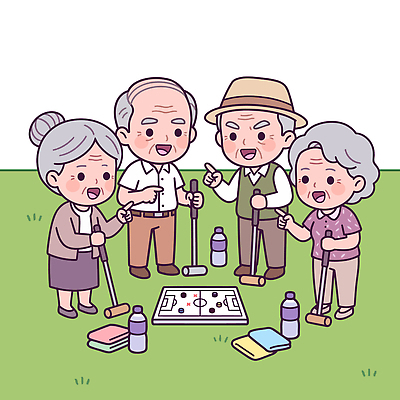 공공시설 감정 컨셉 관계 모션 놀이 표정 성인 구기 파일형식 벡터 노년 공원 놀기 웃음 친구 게임 스포츠 이야기 모임 즐거움 취미 골대 공 소통 경쟁 국내일러스트 일러스트 AI파일 게이트볼
