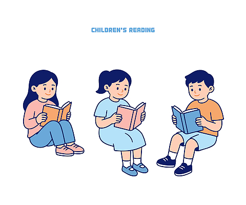 교육 어린이 일러스트 이야기 앉기 취미 책 친구 학습 독서 집중 읽기 즐거움 그림 국내일러스트 AI파일 감정 컨셉 관계 모션 사람 파일형식 벡터