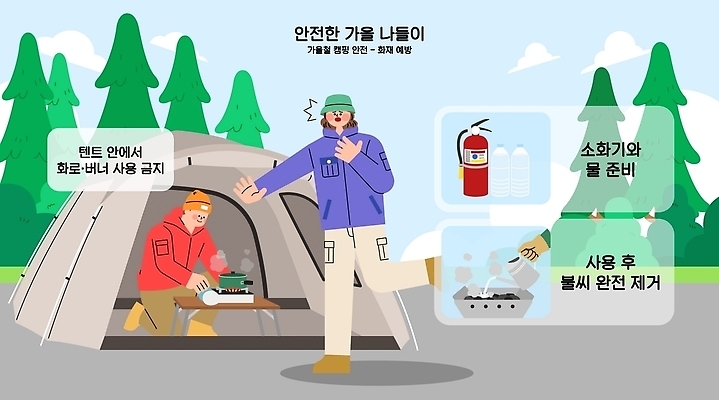음식 일러스트 불 텐트 경고 요리 사람 야외 물 햇빛 캠핑 장비 도구 준비 안전수칙 소화기 가을소풍 방법 주의사항 국내일러스트 AI파일 자연요소 레저 캠핑도구 주의 안전 빛 소풍 가을 안전장비 소방 파일형식 벡터 계절 야외활동