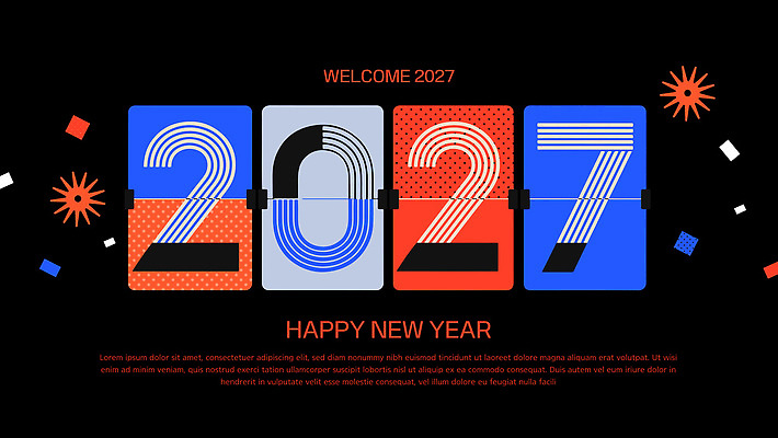 디자인 일러스트 기념 이벤트 타이포그라피 숫자 축하 연하장 모던 해피뉴이어 2027년 국내일러스트 AI파일 정미년 문자 컨셉 카드_감사 새해인사 연도 파일형식 벡터 새해 인사 예절
