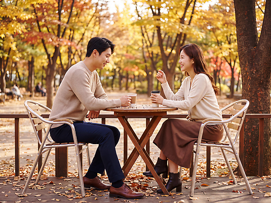 JPG 편집이미지 커플 공원 여자 남자 행복 여유 커피 의자 데이트 자연 탁자 단풍나무 대화 웃음 가을풍경 산책 의료성형뷰티 편집실사 AI인물포토 AI콘텐츠 나무 공공시설 감정 음료 가구 단풍 관계 휴식 표정 말하기 사람 풍경 가을 CG 생태계 파일형식 AI포토 식물 계절 생활용품 컨셉 잎 모션 시설 오브젝트