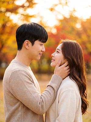 JPG 편집이미지 커플 응시 공원 여자 남자 데이트 관계 자연 단풍나무 사랑 햇빛 가을풍경 의료성형뷰티 편집실사 AI인물포토 AI콘텐츠 나무 시선 공공시설 감정 단풍 사람 풍경 빛 가을 CG 생태계 파일형식 AI포토 식물 계절 잎 시설