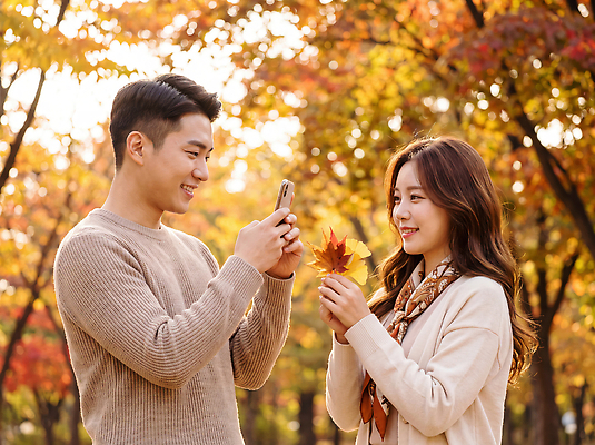 JPG 편집이미지 손 커플 공원 여자 남자 행복 단풍 데이트 단풍나무 대화 스마트폰 청춘 가을풍경 사진촬영 즐거움 은행잎 의료성형뷰티 편집실사 AI인물포토 AI콘텐츠 나무 공공시설 감정 컨셉 잎 관계 말하기 사람 풍경 신체부위 핸드폰 스마트기기 촬영 가을 CG 파일형식 AI포토 식물 계절 모션 전자제품 시설