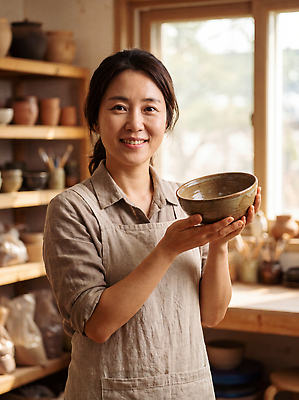 JPG 편집이미지 그릇 손 여자 예술 도구 도자기 작업실 제조 도자기공예 창가 수공예 도예가 핸드메이드 의료성형뷰티 Pottery 편집실사 AI인물포토 AI콘텐츠 직업 식기 창문 사람 신체부위 공예 CG 파일형식 AI포토 취미