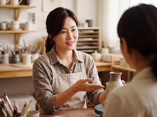 JPG 편집이미지 학생 여자 교육 예술 재료 수업 기술 설명 강사 흙 도구 도자기 작업실 도자기공예 만들기 도예가 물레 의료성형뷰티 편집실사 AI인물포토 AI콘텐츠 직업 모션 사람 공예 CG 파일형식 AI포토 취미