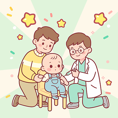 옷 어린이 일러스트 의학 건강 병원 주사기 웃음 안전 사람 치료 부모 의사 아기 아빠 예방접종 국내일러스트 AI파일 가족 의료기기 표정 의료진 접종 파일형식 벡터 직업 관계