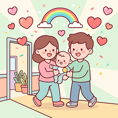 행복 무지개 일러스트 가족 놀이 사랑 웃음 사람 부모 걷기 기쁨 하트 아기 예방접종 국내일러스트 AI파일 자연요소 모양 감정 관계 모션 표정 접종 파일형식 벡터 의학