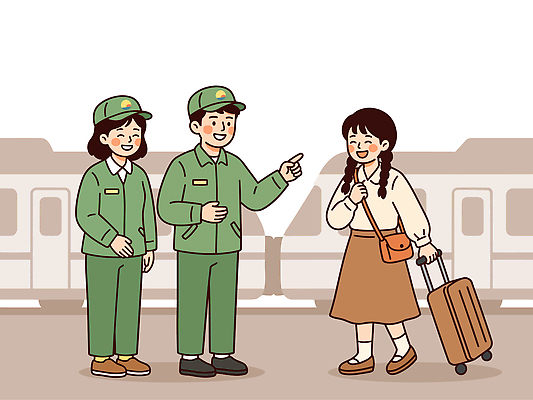 여자 남자 여행 이동 유니폼 일러스트 표정 대화 웃음 손짓 일상 친구 추석 캐리어 기차 도움 도착 직원 즐거움 출발 기차역 아르바이트 국내일러스트 AI파일 옷 명절 감정 육상교통 컨셉 관계 모션 대중교통 말하기 사람 라이프 여행가방 역 파일형식 벡터 전통 기념일 교통수단 가방 교통시설 생활 잡화 교통 이벤트 시설
