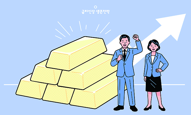 여자 남자 일러스트 비즈니스 성공 사람 금융 경제 기쁨 시장 재산 재테크 투자 상승 금괴 금리 국내일러스트 AI파일 감정 컨셉 황금 파일형식 벡터