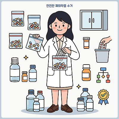 여자 일러스트 건강 관리 경고 설명 안전 약 환경 작업 약병 폐기물 수집 저장 순서 삭제 규정 약사 폐품 수거함 국내일러스트 AI파일 의학 모션 사람 병 쓰레기 파일형식 벡터 식기