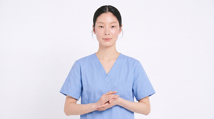 JPG 편집이미지 응시 여자 의학 표정 손짓 간호사 의사 준비 의료성형뷰티 편집실사 AI인물포토 AI콘텐츠 시선 모션 사람 의료진 CG 파일형식 AI포토 직업