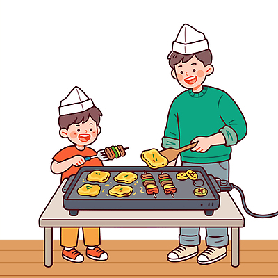 행복 어린이 일러스트 재료 가정 가족 놀이 식탁 주방용품 함께함 요리 웃음 추석 주방 오픈 팬 꼬치 아빠 즐거움 주말 추석음식 국내일러스트 AI파일 명절 감정 생활용품 컨셉 관계 탁자 표정 사람 전통음식 파일형식 벡터 전통 기념일 음식 가구 오브젝트 이벤트