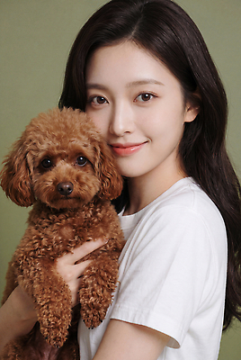 JPG 편집이미지 여자 반려견 포즈 안기 반려동물 개 푸들 의료성형뷰티 편집실사 AI인물포토 AI콘텐츠 동물 포유류 모션 사람 CG 파일형식 AI포토