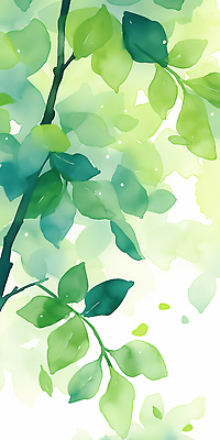 JPG 백그라운드 일러스트 자연 나뭇잎 수채화 초록색 나뭇가지 숲 국내일러스트 나무 컬러 잎 생태계 파일형식 식물