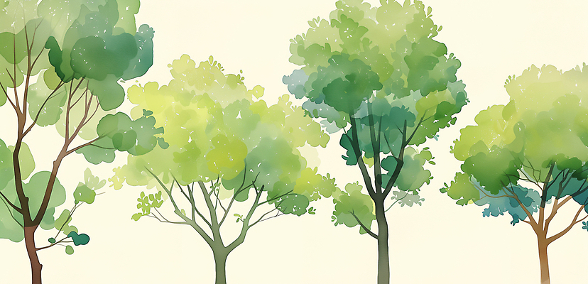 JPG 나무 백그라운드 일러스트 자연 나뭇잎 수채화 초록색 나뭇가지 숲 국내일러스트 식물 컬러 잎 생태계 파일형식