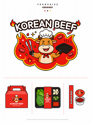 캐릭터 디자인 음식 일러스트 포장 육류 요리 요리사 축제 소고기 소 소스 심볼 패키지 한우 프랜차이즈 국내일러스트 AI파일 직업 식재료 포유류 상점 양념 파일형식 벡터 동물