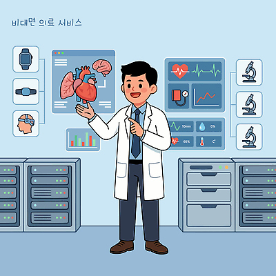 일러스트 의학 기술 건강 설명 사람 자료 진료 의사 정보 심장 원격의료 비대면서비스 국내일러스트 AI파일 모션 의료진 장기 서비스 원격 파일형식 벡터 언택트 직업 신체